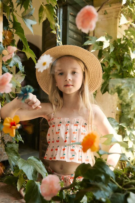 Tinycottons top bawełniany dziecięcy CHERRIES TOP kolor różowy SS26-275