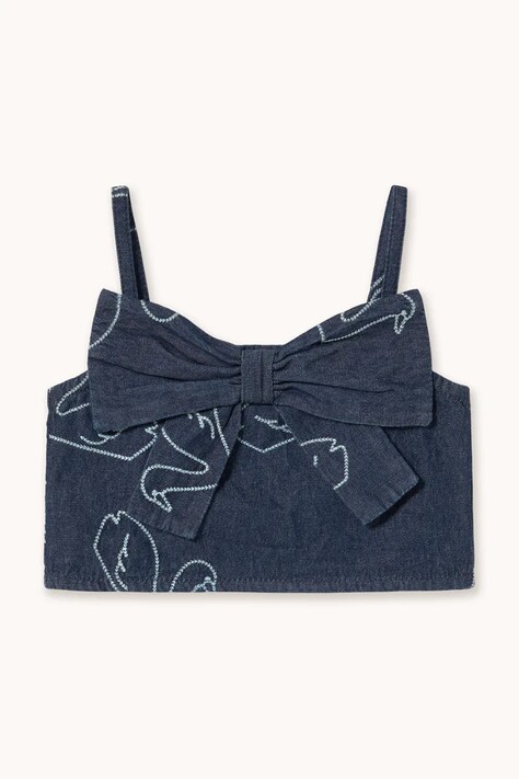 Дитячий джинсовий топ Tinycottons BIG SWANS DENIM BOW TOP — фото 2