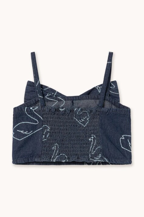 Дитячий джинсовий топ Tinycottons BIG SWANS DENIM BOW TOP — фото 3