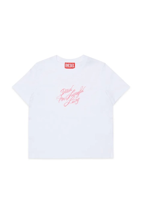 Diesel tricou de bumbac pentru copii TRIPIT T-SHIRT culoarea alb, J02597