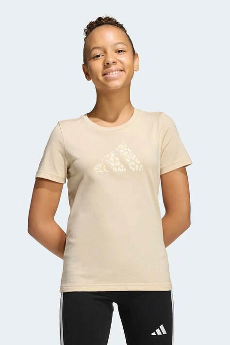 adidas t-shirt bawełniany dziecięcy kolor beżowy KG0103