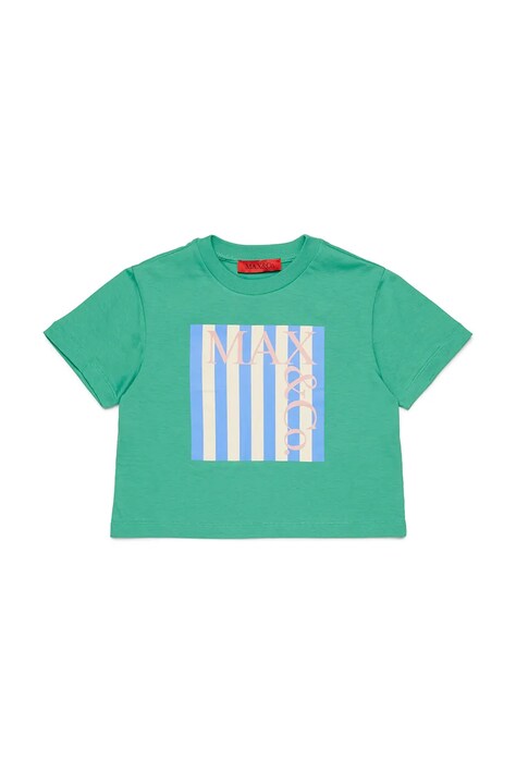 Παιδικό βαμβακερό μπλουζάκι MAX&Co. MAXT31F T-SHIRT χρώμα: πράσινο, MX0287