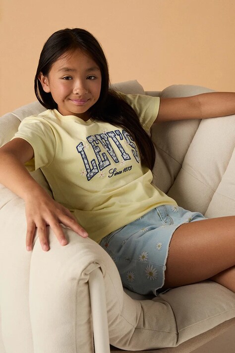 Levi's t-shirt dziecięcy LEVIS CHAMBRAY APPLIQUE TO kolor żółty 4EP571