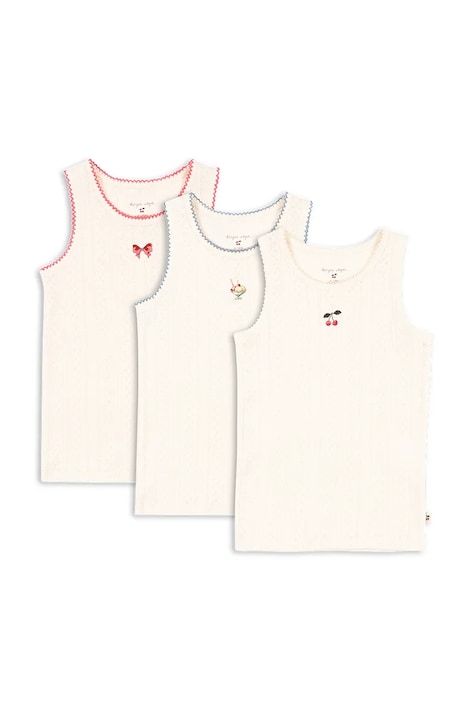 Παιδικό top Konges Sløjd MINNA 3 PACK TANK TOPS GOTS 3-pack χρώμα: μπεζ, KS104996