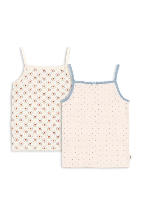 Konges Sløjd top BASIC 2 PACK STRAP TOPS GOTS 2-pack kolor beżowy KS104667