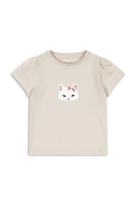 Konges Sløjd t-shirt bawełniany dziecięcy FAMO PUFF TEE GOTS kolor beżowy KS104804