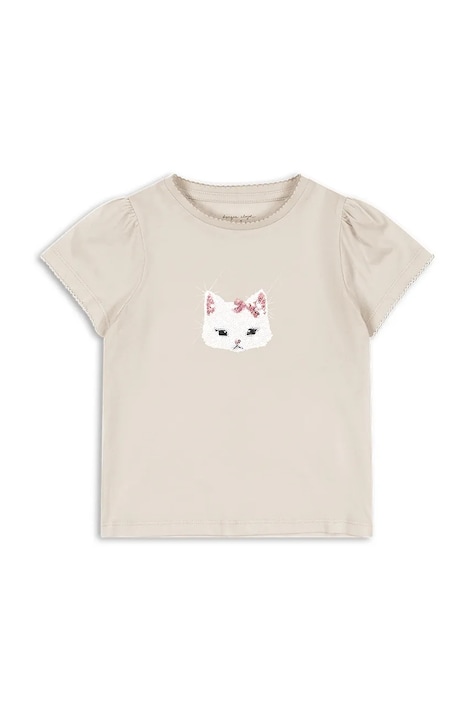 Konges Sløjd t-shirt bawełniany dziecięcy FAMO PUFF TEE GOTS kolor beżowy KS104804