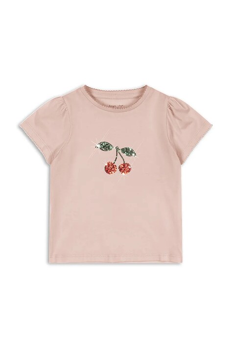 Konges Sløjd t-shirt bawełniany dziecięcy FAMO PUFF TEE GOTS kolor różowy KS104804