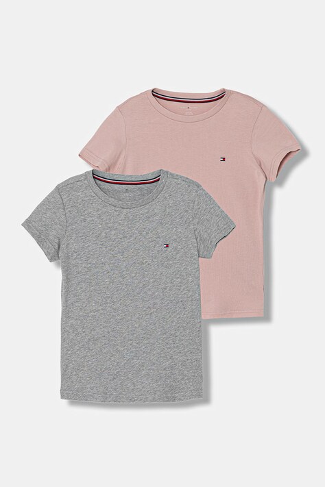 Tommy Hilfiger T-shirt basic dziecięcy bawełniany 2-pack różowy