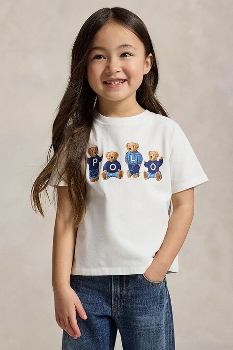 Παιδικό βαμβακερό μπλουζάκι Polo Ralph Lauren χρώμα: άσπρο, 312A11851001