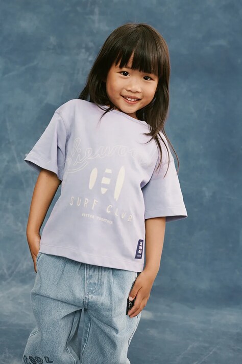 Παιδικό βαμβακερό μπλουζάκι Liewood Tyler Placement SS T-shirt χρώμα: μοβ, LW20637