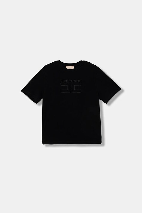 Elisabetta Franchi t-shirt dziecięcy kolor czarny EFTS256.0.JE006