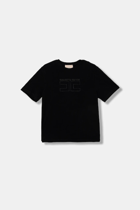 Elisabetta Franchi t-shirt dziecięcy kolor czarny EFTS256.0.JE006