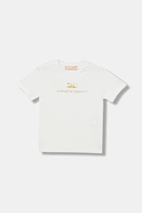 Elisabetta Franchi t-shirt dziecięcy kolor beżowy EFTS260.0.JE006