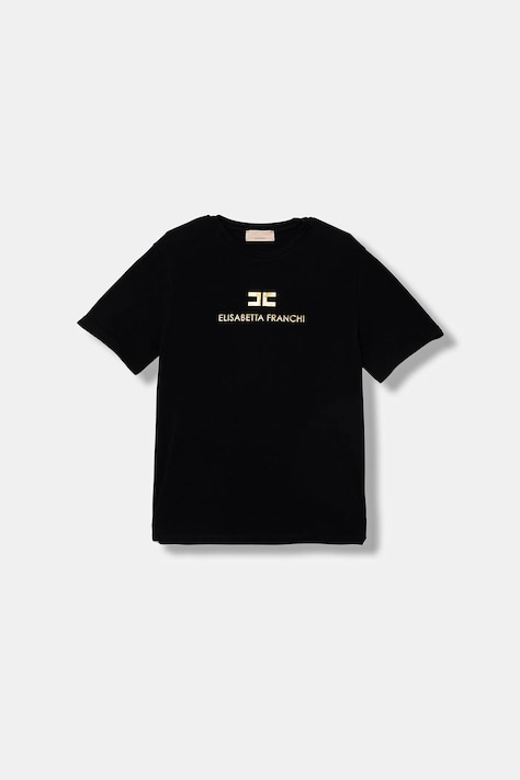 Elisabetta Franchi t-shirt dziecięcy kolor czarny EFTS260.0.JE006