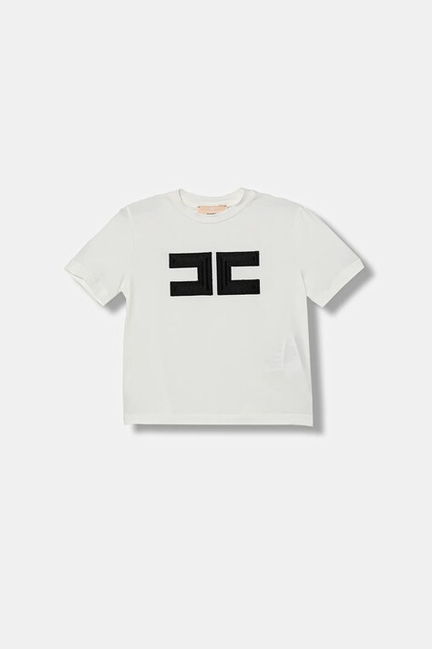 Elisabetta Franchi t-shirt dziecięcy kolor beżowy EFTS262.0.JE006