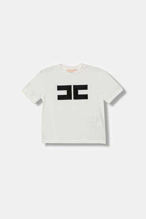 Elisabetta Franchi t-shirt dziecięcy kolor beżowy EFTS262.0.JE006