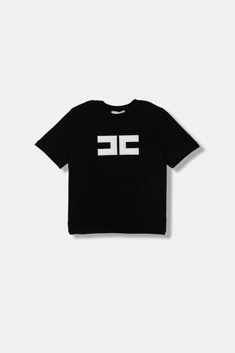 Elisabetta Franchi t-shirt dziecięcy kolor czarny EFTS262.0.JE006