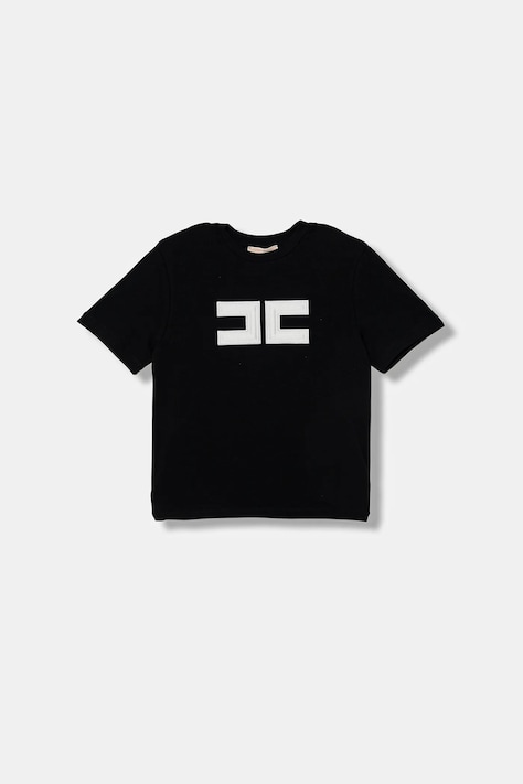 Elisabetta Franchi t-shirt dziecięcy kolor czarny EFTS262.0.JE006