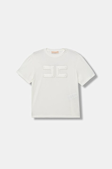 Elisabetta Franchi t-shirt dziecięcy kolor beżowy EFTS262.0.JE006