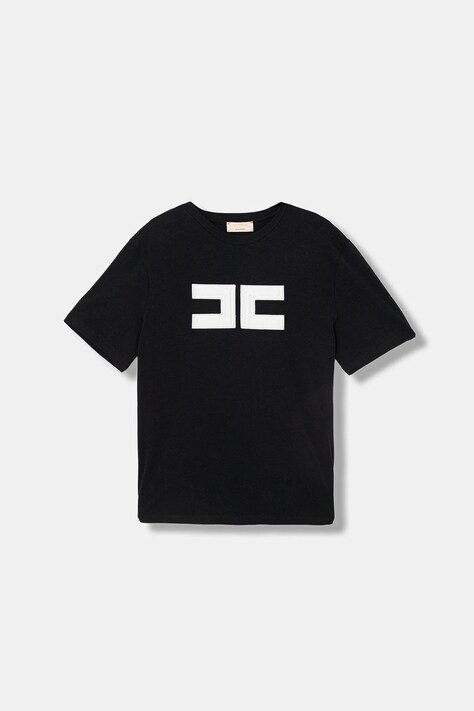 Elisabetta Franchi t-shirt dziecięcy kolor czarny EFTS262.0.JE006