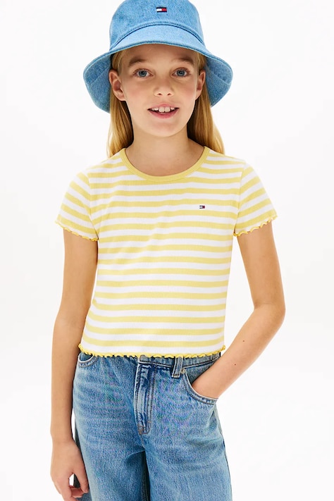 Tommy Hilfiger T-shirt παιδικό βαμβακερό σκούρο μπλε KG0KG08590