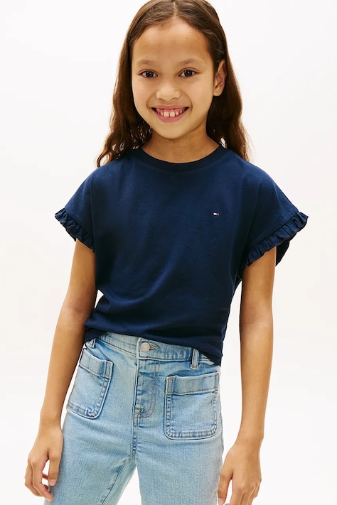 Tommy Hilfiger T-shirt dziecięcy z bawełną granatowy KG0KG08970