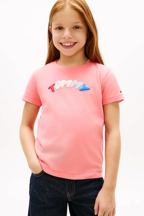 Tommy Hilfiger T-shirt dziecięcy bawełniany różowy KG0KG09246