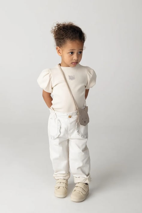 Donsje t-shirt dziecięcy Nowien Top Cat kolor beżowy z półgolfem 4081103