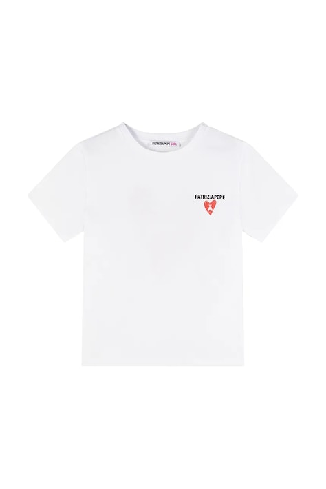 Dětské bavlněné tričko Patrizia Pepe J411 bílá barva, 7M0978