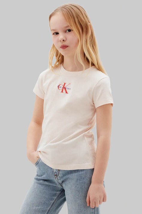 Calvin Klein Jeans T-shirt dziecięcy bawełniany pomarańczowy LVCKSJA15G