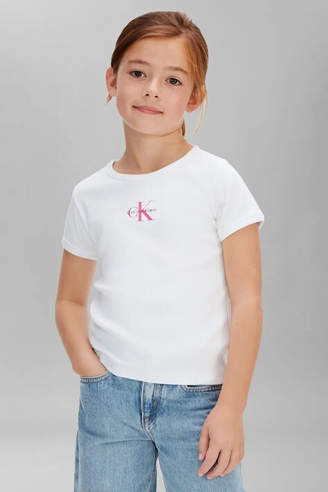 Calvin Klein Jeans T-shirt dziecięcy bawełniany biały LVCKSJB11G