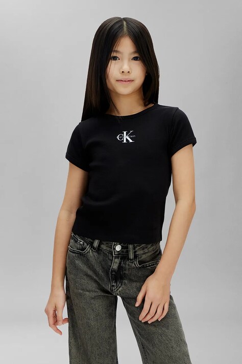 Calvin Klein Jeans T-shirt dziecięcy bawełniany czarny LVCKSJB11G