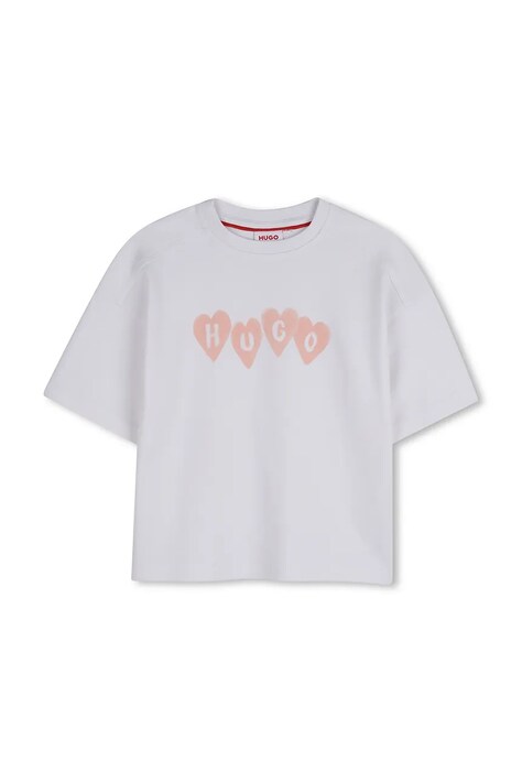 HUGO t-shirt bawełniany dziecięcy kolor biały G01052
