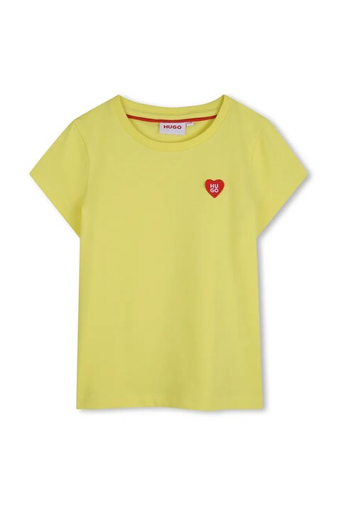 HUGO t-shirt bawełniany dziecięcy kolor żółty G01047