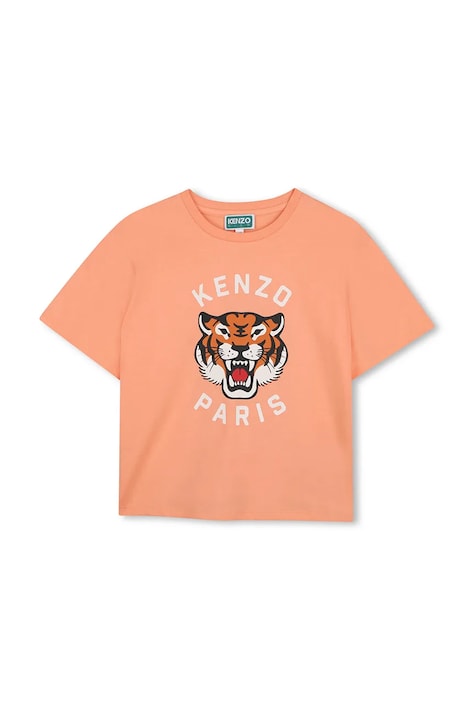 Παιδικό βαμβακερό μπλουζάκι Kenzo Kids χρώμα: πορτοκαλί, K61804