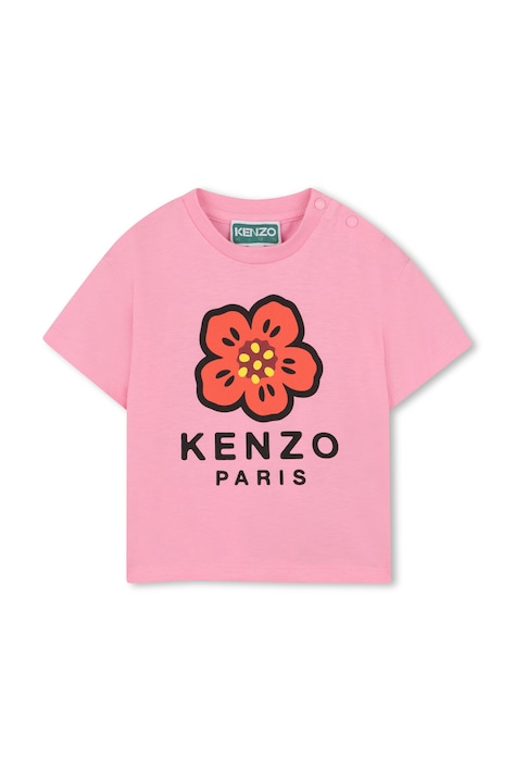 Dječja pamučna majica kratkih rukava Kenzo Kids boja: ružičasta, K61818