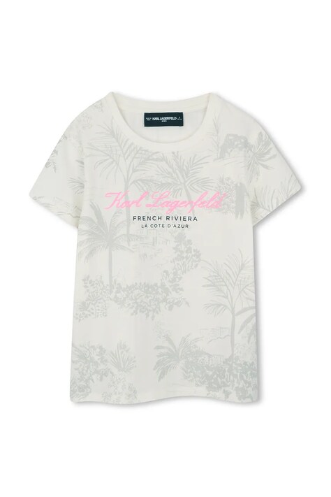 Karl Lagerfeld t-shirt dziecięcy kolor beżowy Z31166