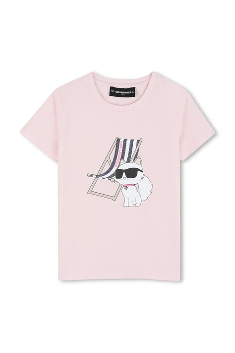 Karl Lagerfeld t-shirt dziecięcy kolor różowy Z31157