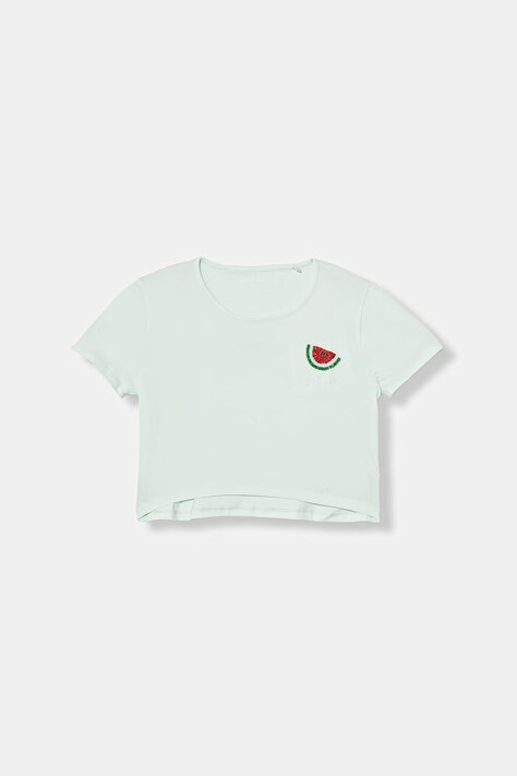 Guess t-shirt dziecięcy bawełniany z elastanem turkusowy J6GI10 K6YW4