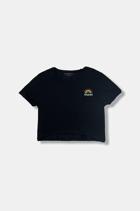 Guess t-shirt dziecięcy bawełniany z elastanem czarny J6GI10 K6YW4