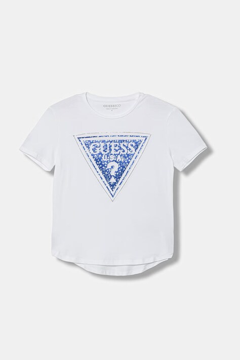 Guess t-shirt bawełniany dziecięcy kolor biały J6GI13 K6YW4