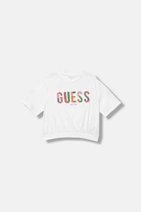 Guess T-shirt dziecięcy bawełniany z elastanem biały J6GI16 K6YW4