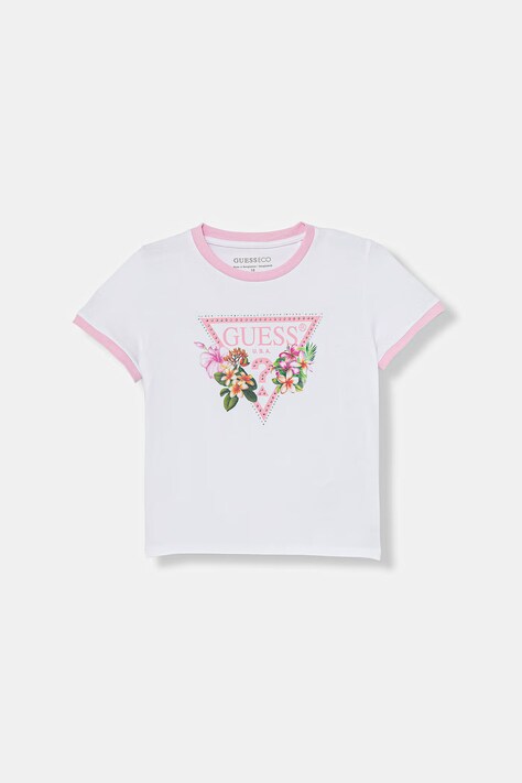 Guess t-shirt dziecięcy bawełniany z elastanem biały J6GI23 K6YW4