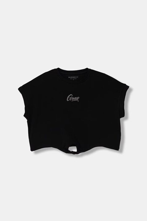 Guess t-shirt dziecięcy bawełniany z elastanem czarny J6GI29 K6YW4