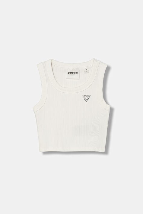 Guess crop top dziecięcy z wiskozy biały J6GI36 K8RT2