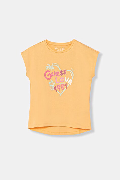 Guess t-shirt dziecięcy z bawełną pomarańczowy K6GI03