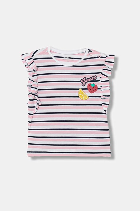 Guess t-shirt dziecięcy bawełniany z elastanem różowy K6GI09 K9NE4