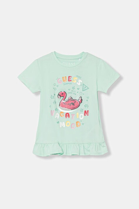 Guess T-shirt dziecięcy bawełniany z elastanem turkusowy K6GI16 K6YW4