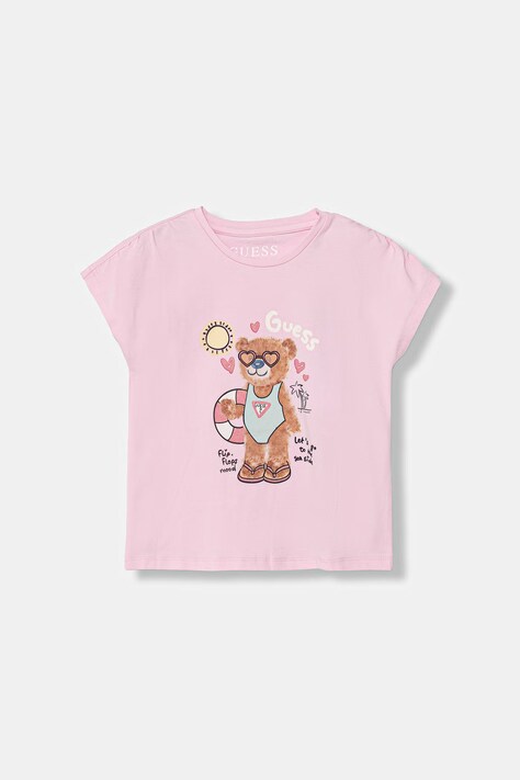 Guess t-shirt dziecięcy kolor różowy K6GI18 K6YW4